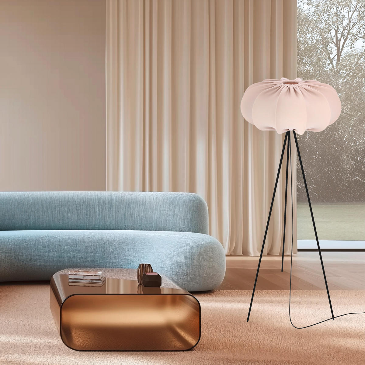 STEHLEUCHTE 52/52/147 cm    - Hellbraun/Schwarz, KONVENTIONELL, Kunststoff/Metall (52/52/147cm)