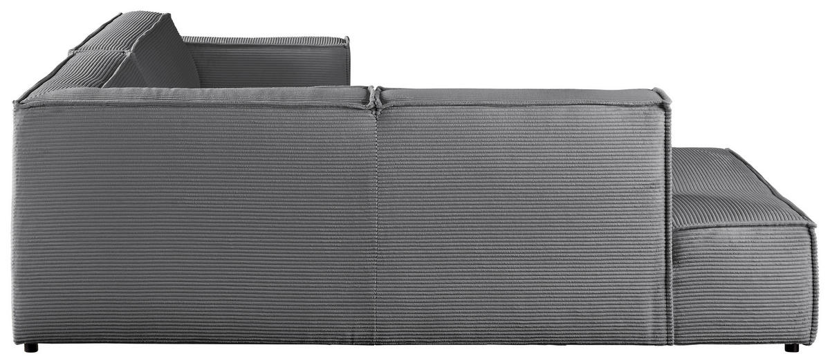 ECKSOFA Dunkelgrau Cord  - Dunkelgrau/Schwarz, KONVENTIONELL, Kunststoff/Textil (224/254cm) - Hom`in
