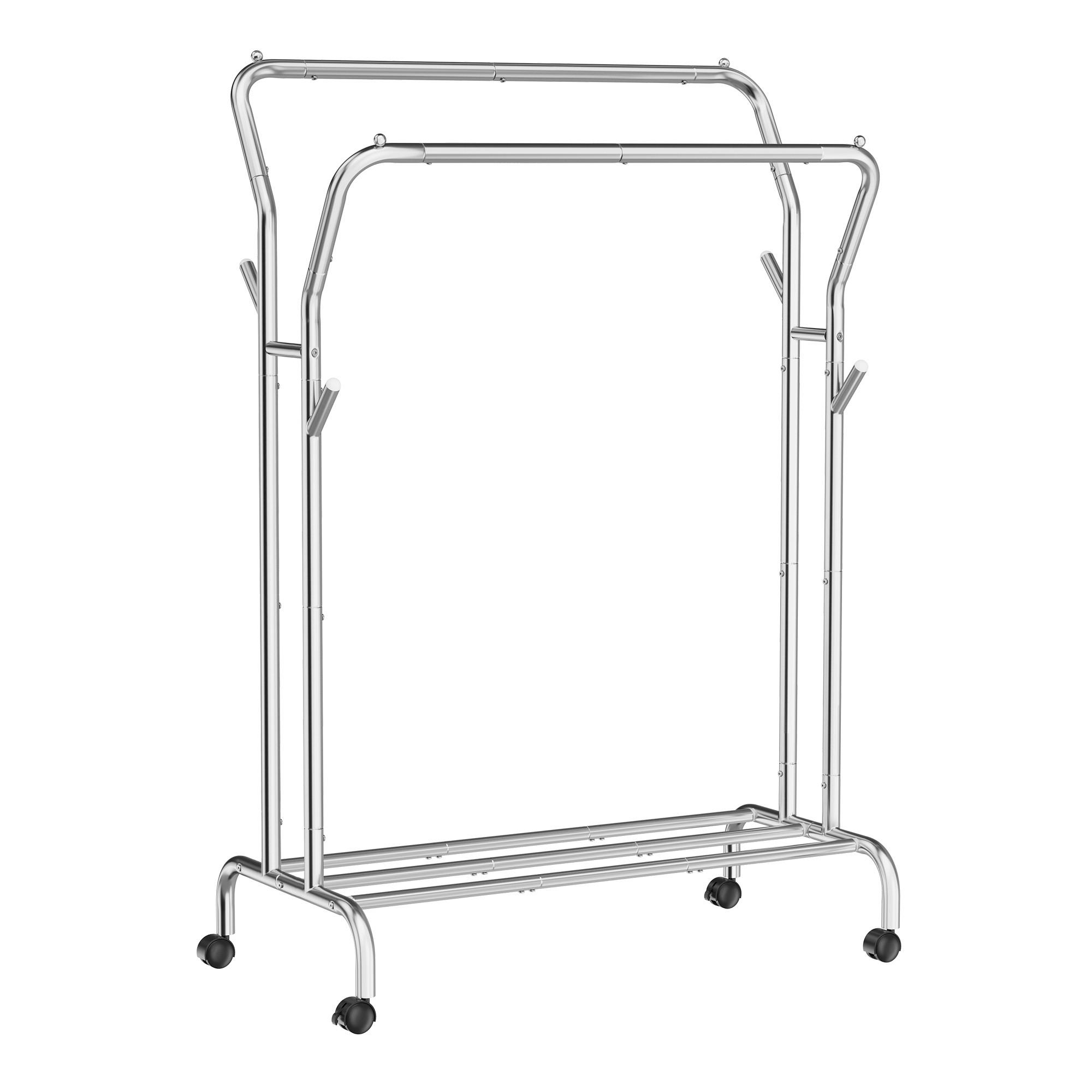 POJAZDNÝ STOJAN NA ODEVY - strieborná, Basics, kov/plast (103,5/155/52,5cm)