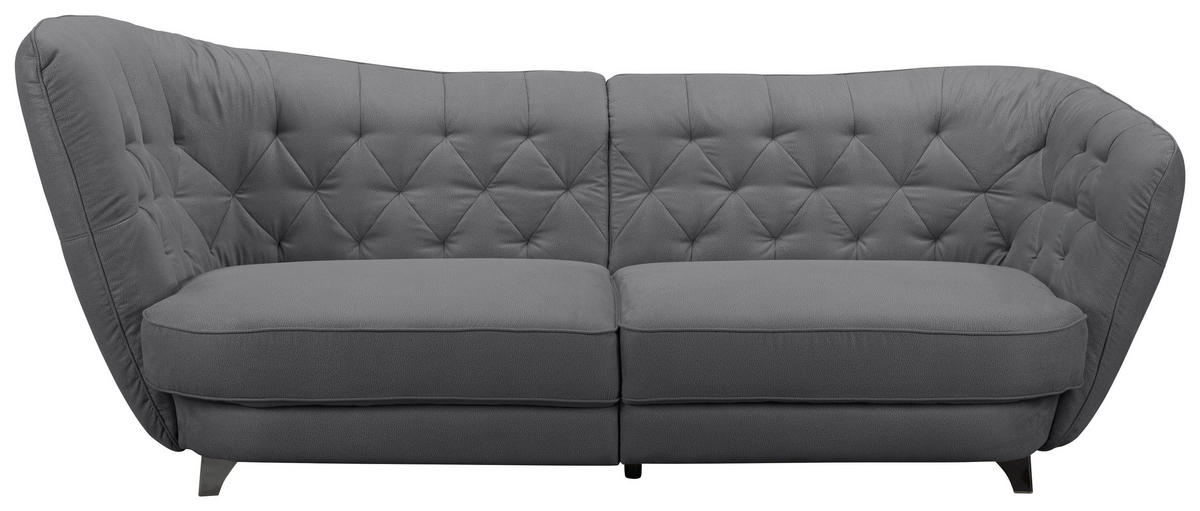 BIGSOFA in Flachgewebe Dunkelgrau  - Chromfarben/Dunkelgrau, Modern, Textil/Metall (256/85/115cm) - MID.YOU
