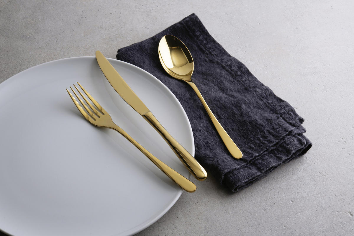 BESTECKSET 24-teilig Edelstahl  - Goldfarben, Basics, Metall - Sambonet