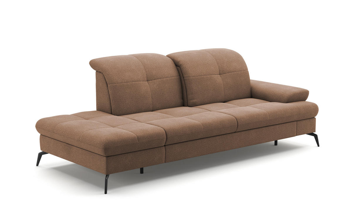 RÉCAMIERE in Flachgewebe Hellbraun  - Hellbraun/Schwarz, Konventionell, Textil/Metall (231/90/122cm) - Sit & More
