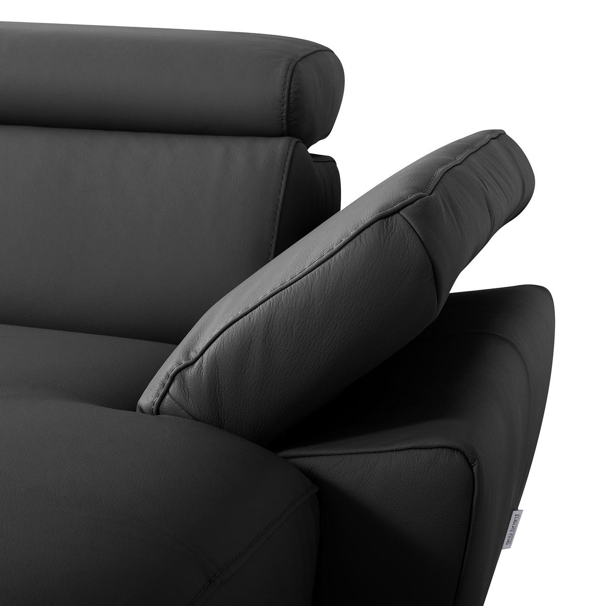ECKSOFA  in Lederlook Echtleder Schwarz  252/179 cm  - Schwarz, Design, Leder/Textil (252/179cm) - Livetastic