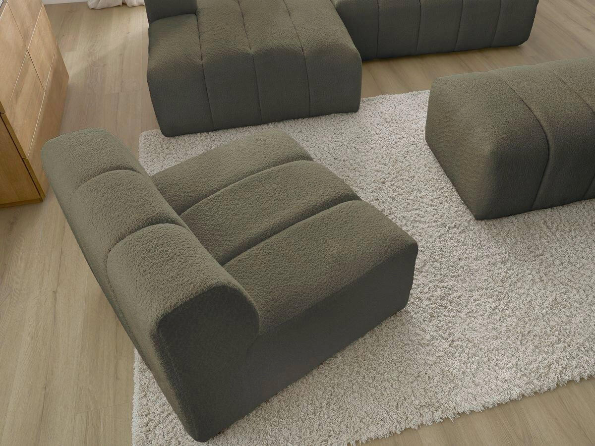 ECKSOFA Ottomane links  ANNECY Grün Bouclé  - Schwarz/Grün, MODERN, Kunststoff/Textil (170/262cm)