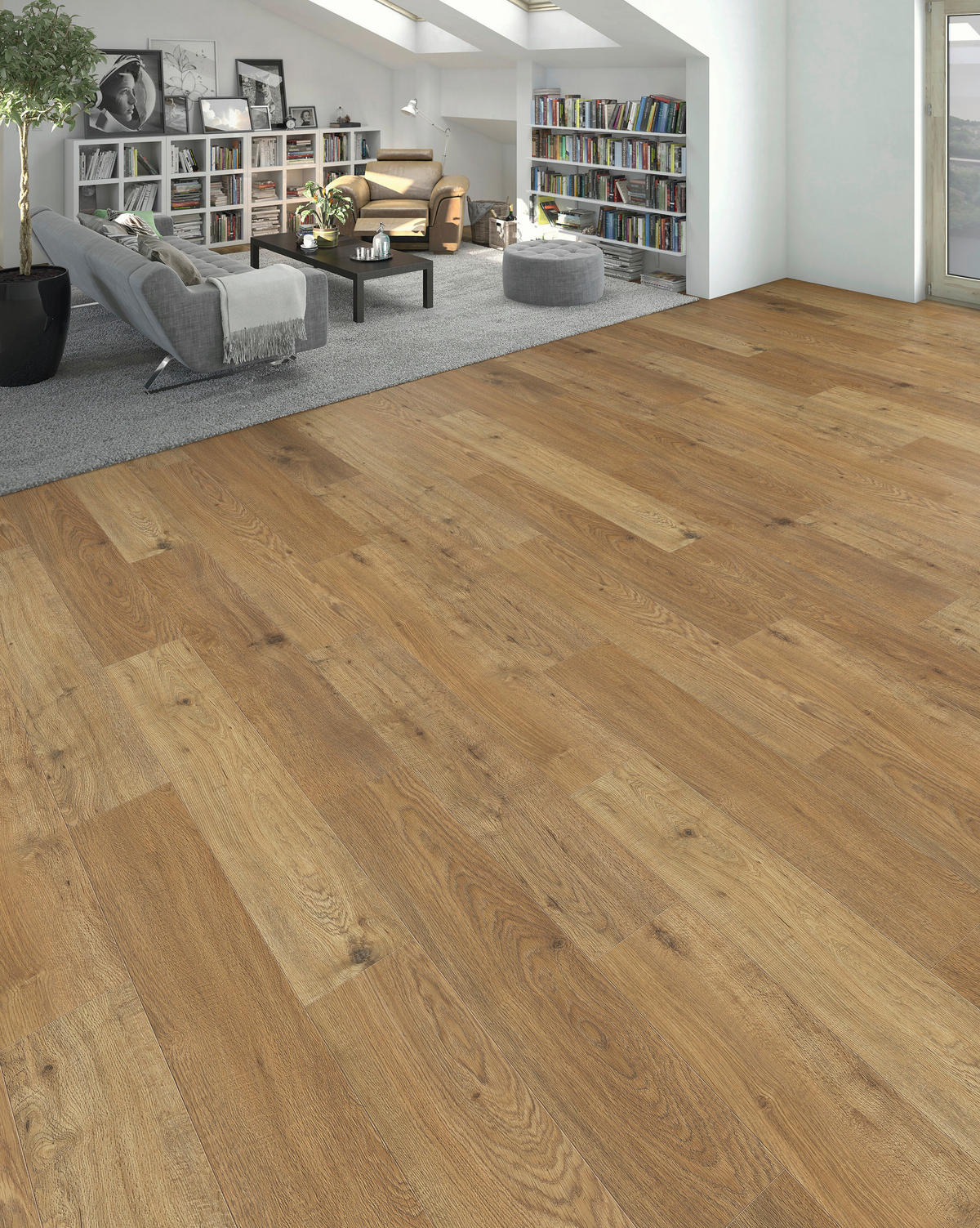DESIGNBODEN PowerStar Eiche Castilla natur  per  m² - Eichefarben, Basics, Holzwerkstoff (19.3/128.2cm) - Living by HARO