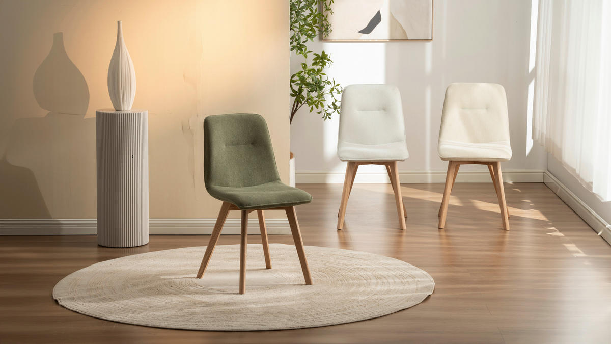 STUHL  Stoffauswahl  Leinenoptik  - Eichefarben/Grün, MODERN, Holz/Textil (45/88/54cm) - Cantus