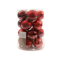 JULGRANSKULOR SET 6 cm 20 delar  - röd, Basics, glas (6cm)