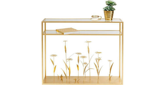 KONSOLENTISCH in Metall, Glas 100/25/85 cm    - Goldfarben, Design, Glas/Metall (100/25/85cm) - Ambia Home