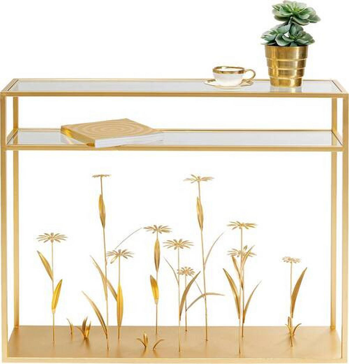 KONSOLENTISCH Goldfarben  - Goldfarben, Design, Glas/Metall (100/25/85cm) - Kare-Design