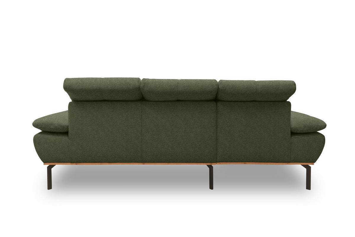 ECKSOFA in Mikrofaser Grün  242/170 cm  - Wildeiche/Schwarz, Design, Holz/Textil (242/170cm) - MID.YOU