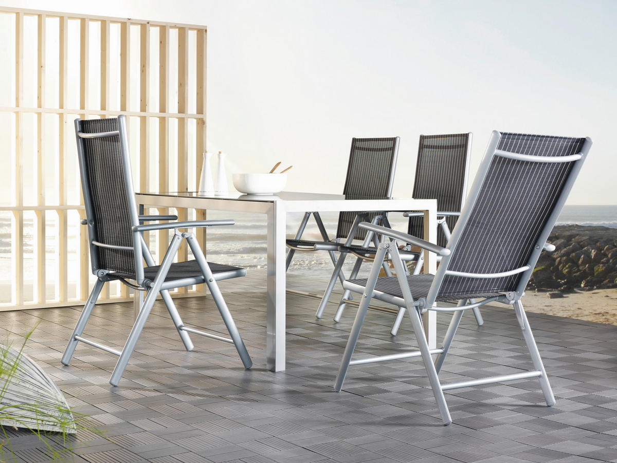 VRTNA SKLOPIVA STOLICA  crna, srebrne boje, bijela  metal, tekstil      - bijela/srebrne boje, Basics, metal/tekstil (56/106/64cm) - Ambia Garden