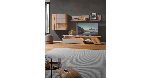 WOHNWAND in Eichefarben, Hellbraun 304/190/54 cm - Hellbraun/Edelstahlfarben, Natur, Glas/Holz (304/190/54cm) - Valnatura