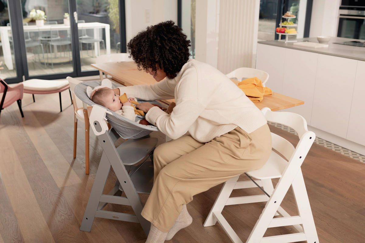 HOCHSTUHL-SET Apha Newborn Set Naturfarben, Hellgrau Nature Grey  - Hellgrau/Naturfarben, Basics, Holz/Textil (65/93,5/49cm) - Hauck