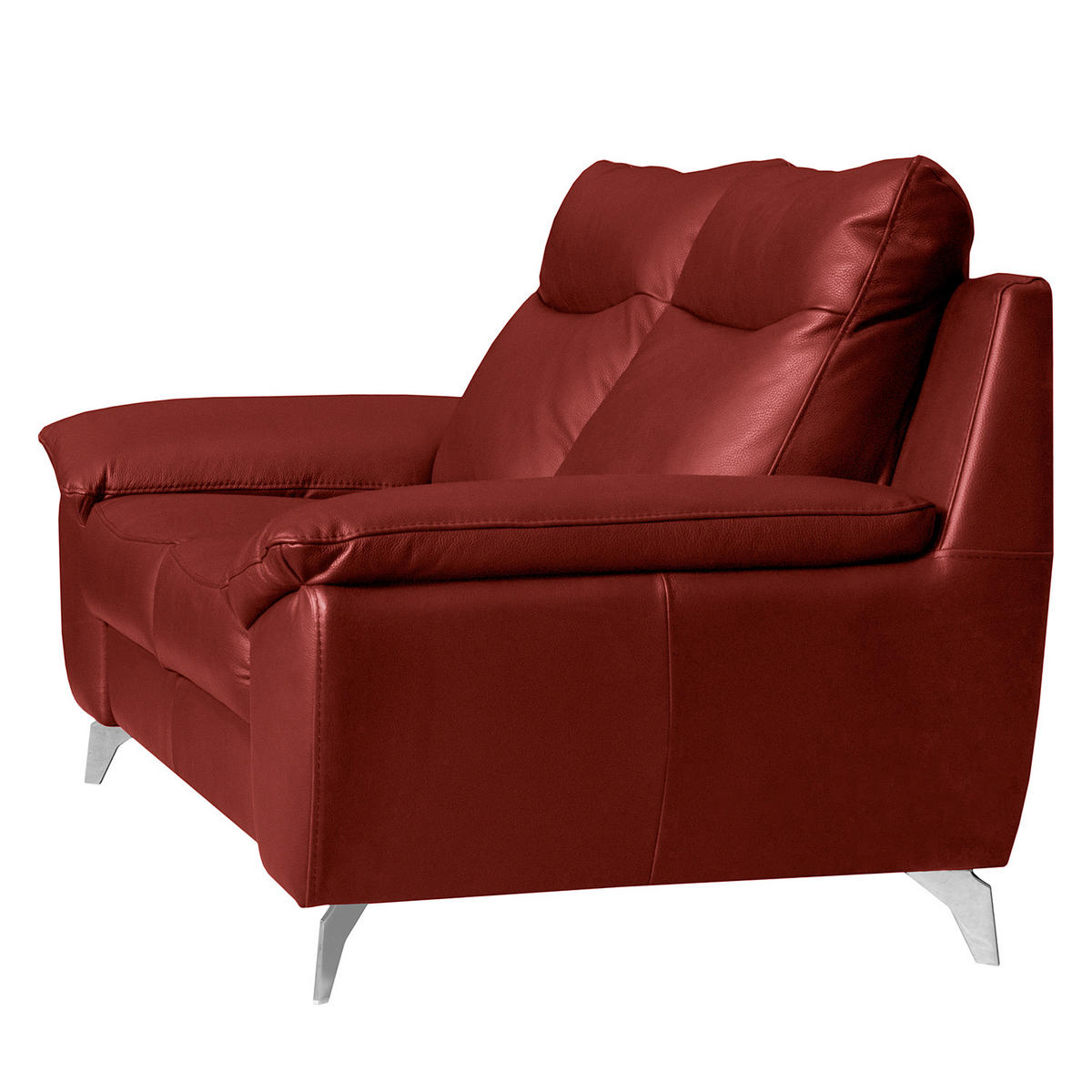 2,5-SITZER 216/95/96 cm PERLE in Echtleder Dunkelrot   - Chromfarben/Dunkelrot, Design, Leder/Metall (216/95/96cm) - Livetastic