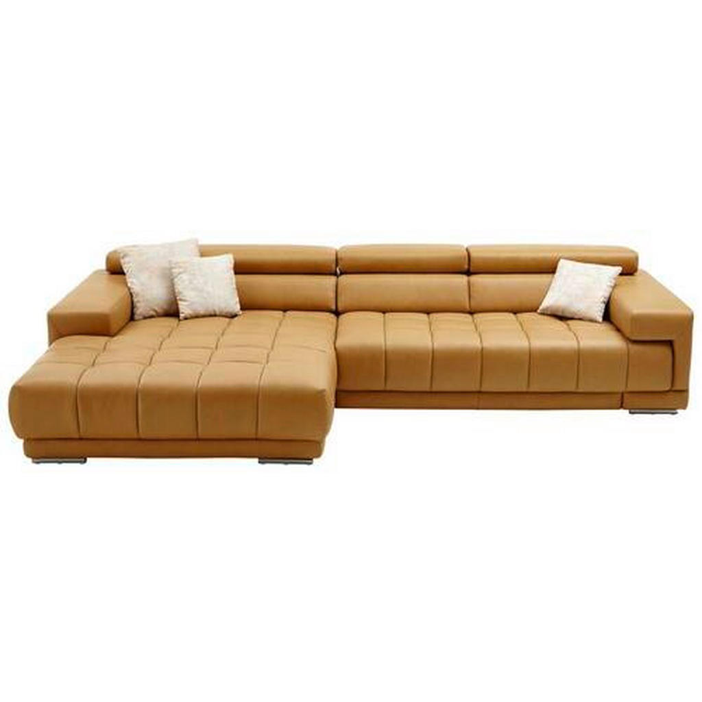 Thumbnail - Beldomo Speed Ecksofa, Currygelb, Leder, Echtleder, Semi-Anilinleder, Uni, 3-Sitzer, Ottomane links, L-Form, 335x190 cm,...