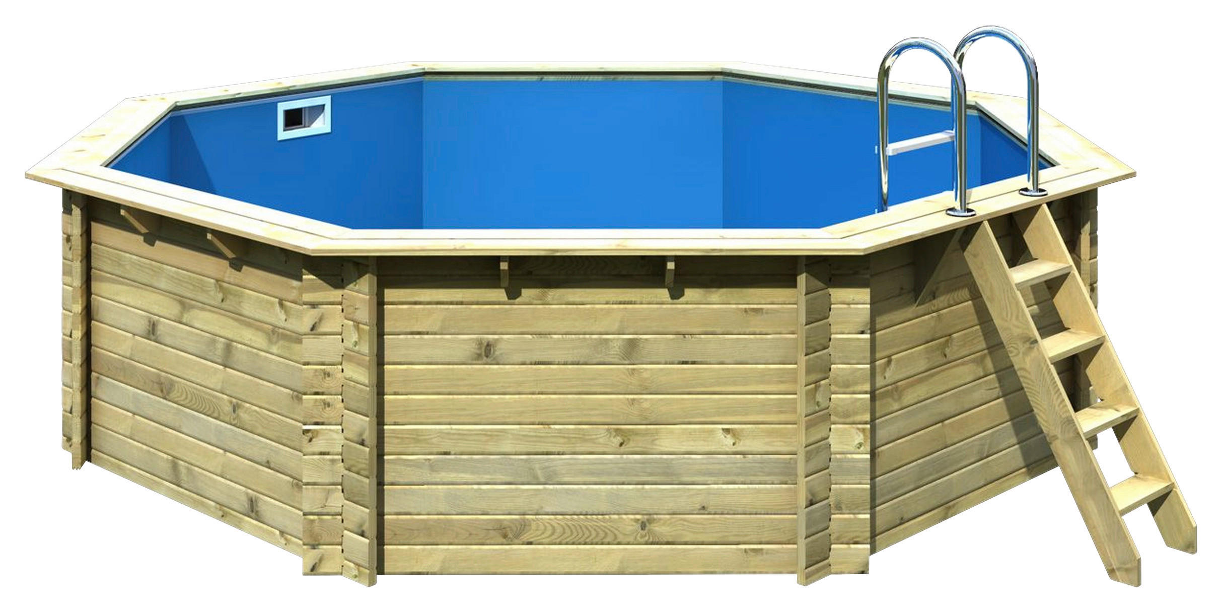 POOL-SET POOL IBIZA 2 OHNE ZUBEHÖR 36589 470/124 cm  - Blau/Naturfarben, Basics, Holz (470/124cm) - Karibu
