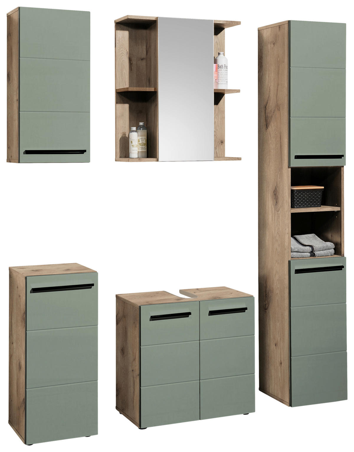 WASCHBECKENUNTERSCHRANK 60/62/31 cm  - Eichefarben/Schwarz, Basics, Holzwerkstoff/Kunststoff (60/62/31cm) - MID.YOU