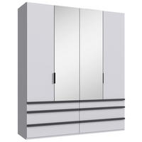 Dulap Cu Uși Pliabile, 200/236/58 cm, alb - alb/negru, Design, sticlă/material pe bază de lemn (200/236/58cm) - Boxxx