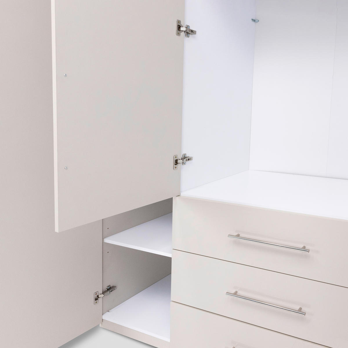 KLEIDERSCHRANK 196/219/59 cm,  in Kaschmir, 4-türig  - Kaschmir/Alufarben, KONVENTIONELL, Holzwerkstoff/Metall (196/219/59cm) - Carryhome