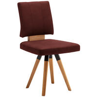 STUHL in Holz, Textil, Holzwerkstoff Rot, Schwarz, Eichefarben  - Eichefarben/Dunkelgrau, Design, Holz/Holzwerkstoff (50/88/60cm) - Venda