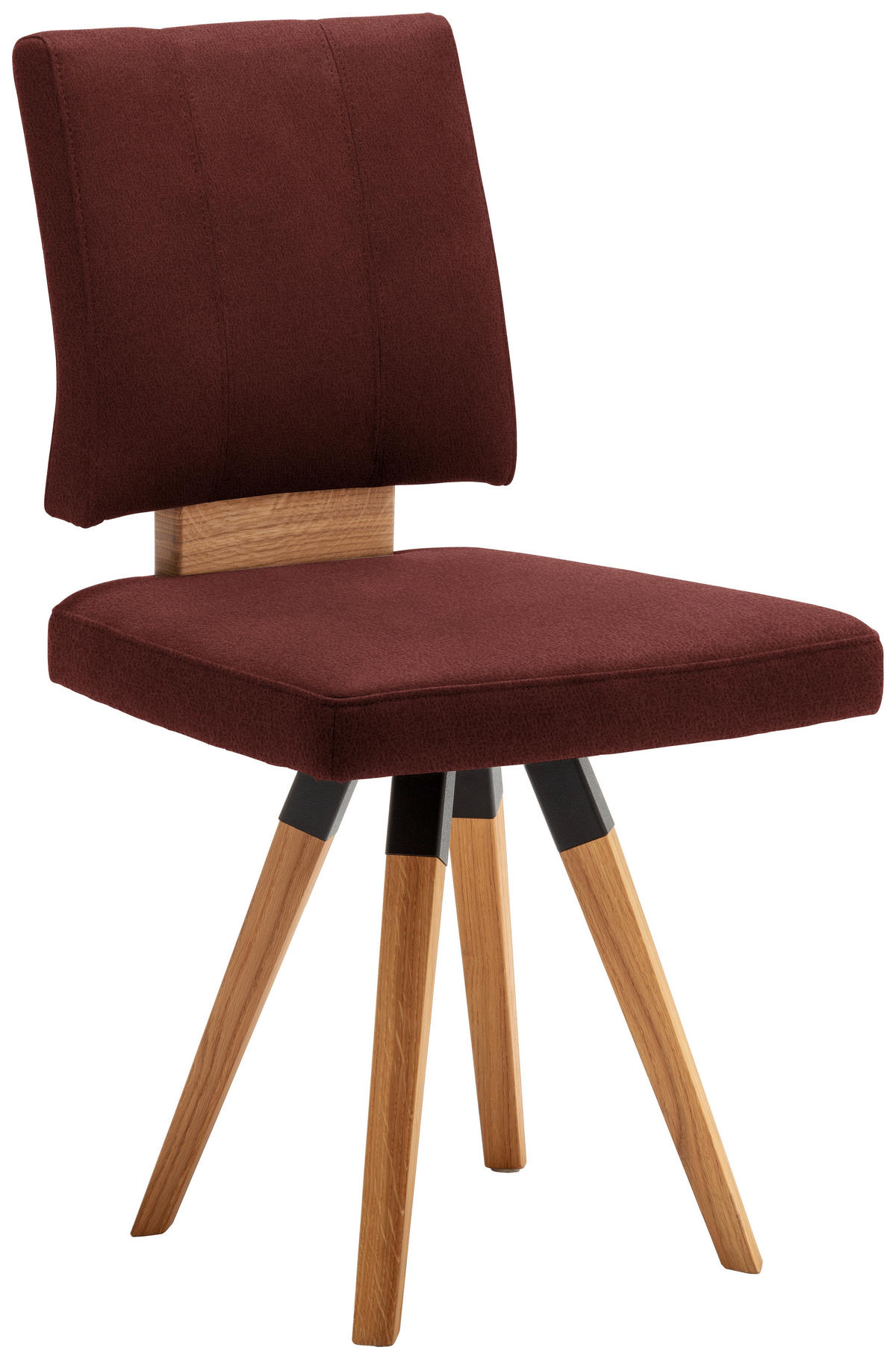 STUHL in Holz, Textil, Holzwerkstoff Rot, Schwarz, Eichefarben  - Eichefarben/Dunkelgrau, Design, Holz/Holzwerkstoff (50/88/60cm) - Venda