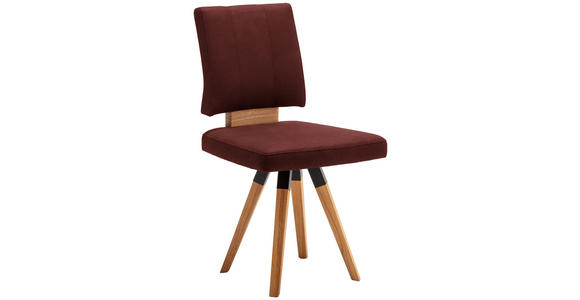 STUHL in Holz, Textil, Holzwerkstoff Rot, Schwarz, Eichefarben  - Eichefarben/Dunkelgrau, Design, Holz/Holzwerkstoff (50/88/60cm) - Venda