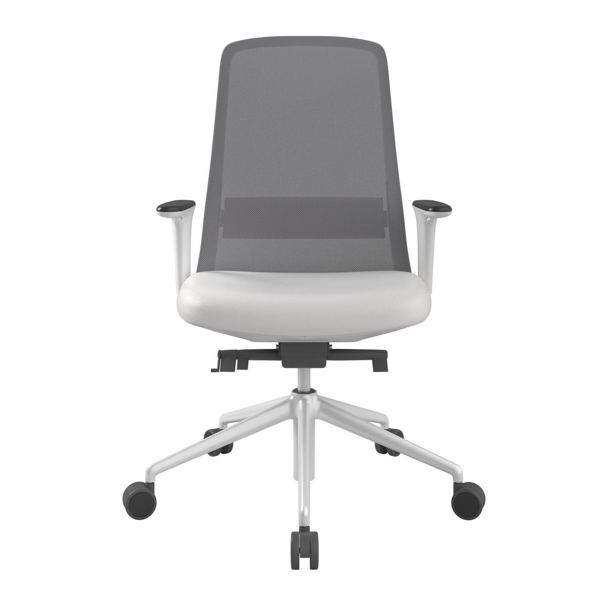 DREHSTUHL Grau, Weiß  - Weiß/Grau, MODERN, Leder/Kunststoff (70/103-115/70cm)