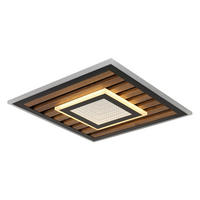 STROPNÍ LED SVÍTIDLO, 40/40/6 cm - bílá/tmavě hnědá, Natur, kov/kompozitní dřevo (40/40/6cm) - Globo