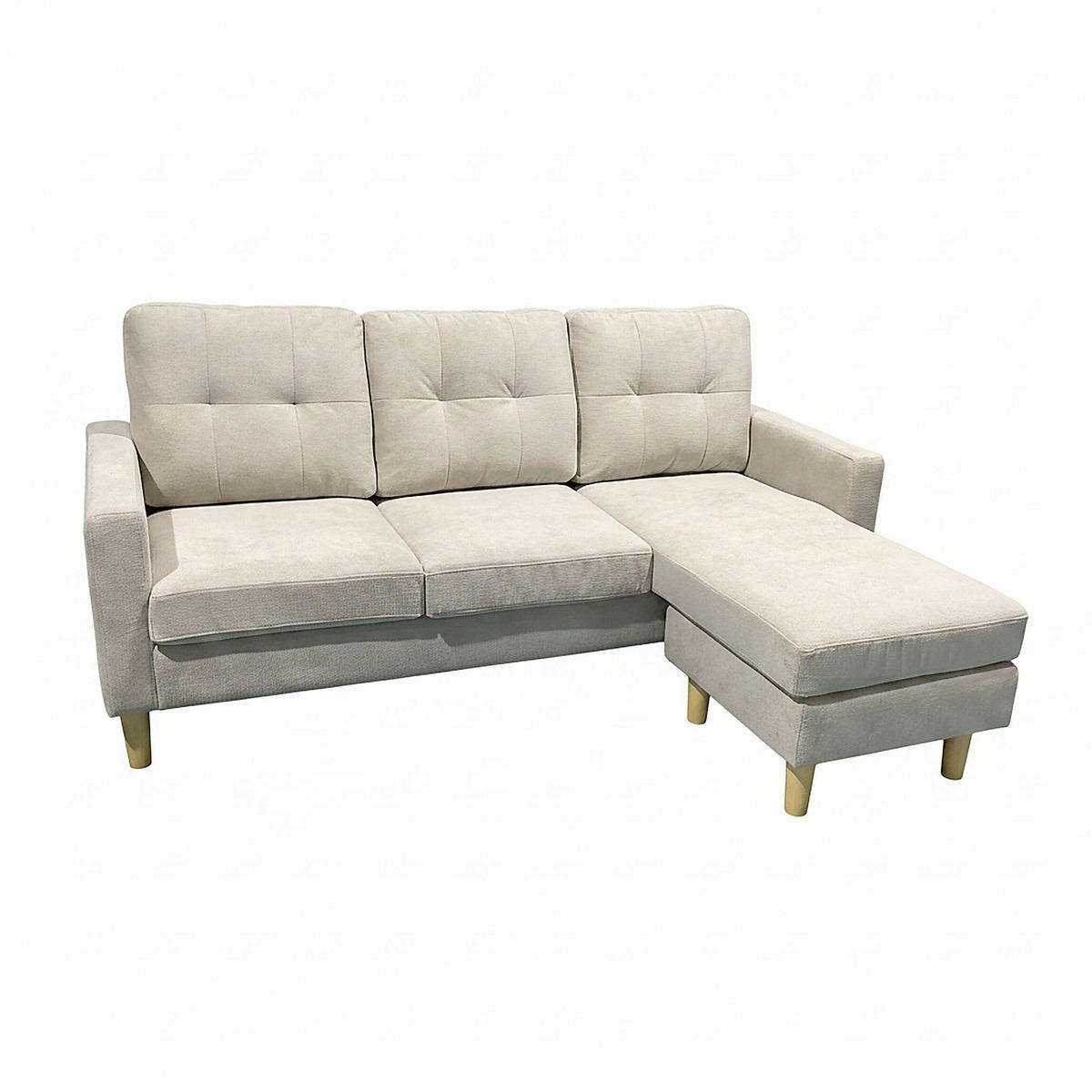 ECKSOFA RIVO Beige Webstoff Rückenkissen  - Beige/Naturfarben, Design, Kunststoff/Textil (185/88/129/76cm) - MID.YOU