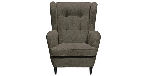 OHRENSESSEL in Webstoff Schwarz, Olivgrün - Schwarz/Olivgrün, Basics, Holz/Textil (78/102/98cm) - Carryhome