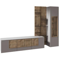 WOHNWAND  in Grau, Wildeiche  272/196/50 cm  - Wildeiche/Grau, Design, Glas/Holz (272/196/50cm) - Voglauer
