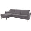 ECKSOFA in Lederlook (vegan) Grau  - Grau/Nickelfarben, Modern, Textil/Metall (179/233cm) - Livetastic