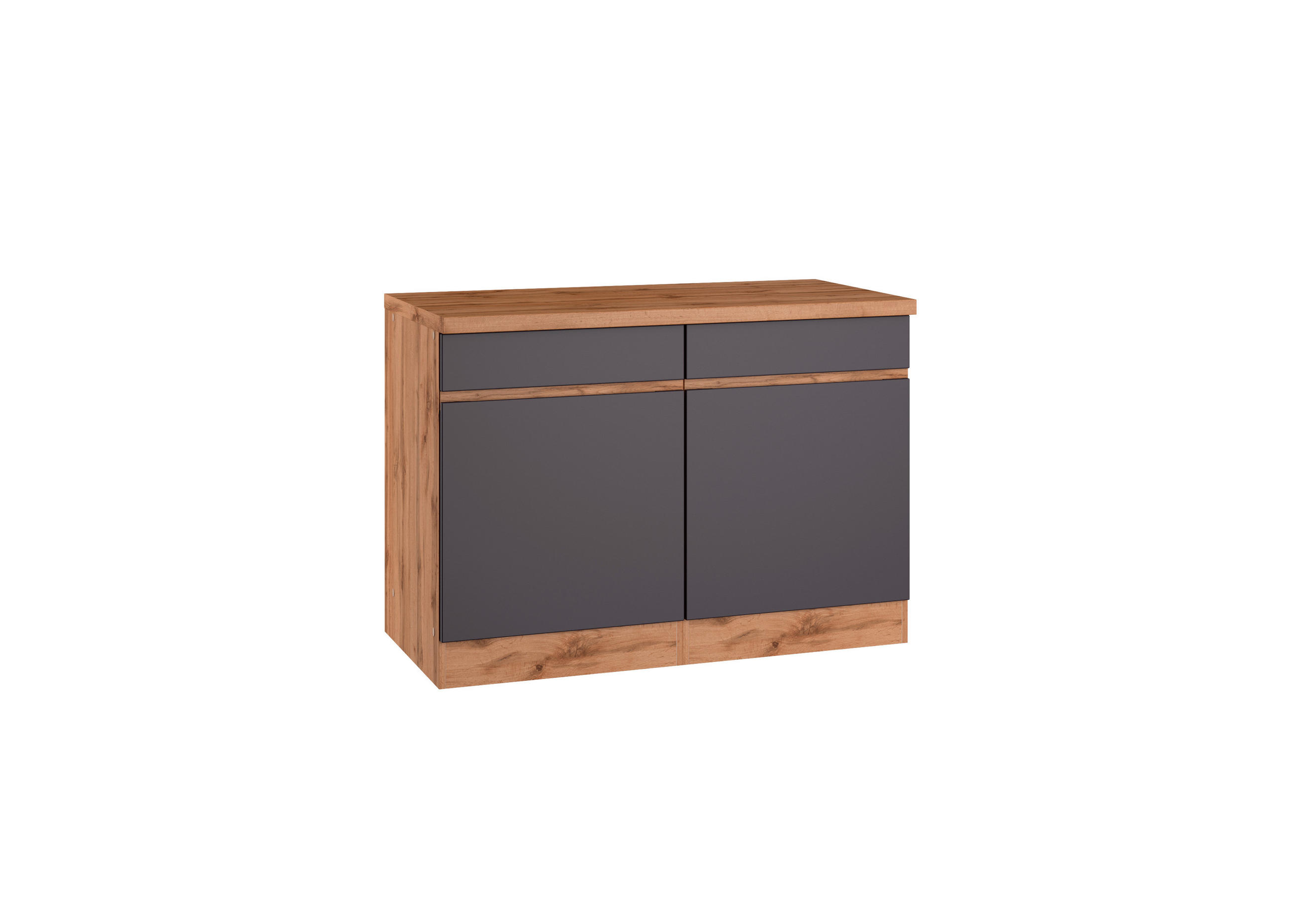 KÜCHENUNTERSCHRANK 120/86/60 cm  in Grau, Eiche Wotan  - Eiche Wotan/Grau, Design, Holzwerkstoff (120/86/60cm) - Held