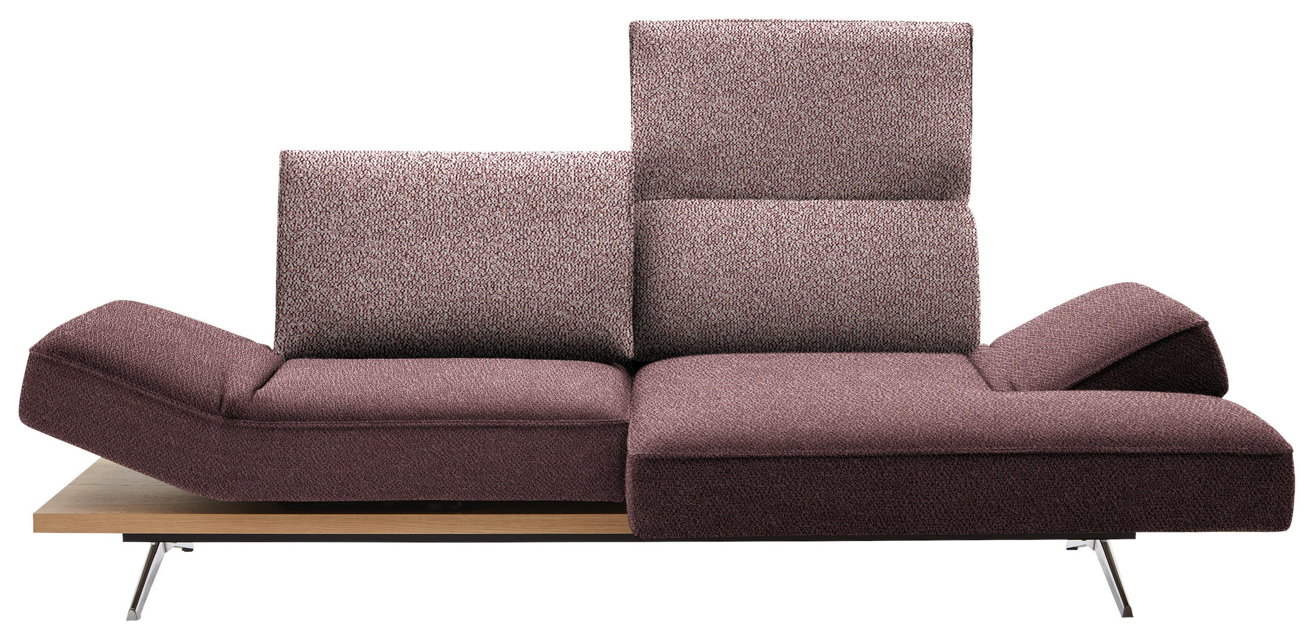 ECKSOFA in Flachgewebe Rosa  240/132 cm  - Chromfarben/Rosa, Design, Holz/Textil (240/132cm) - Koinor