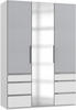 DREHTÜRENSCHRANK 150/216/58 cm 3-türig  - Chromfarben/Hellgrau, MODERN, Holzwerkstoff/Metall (150/216/58cm) - MID.YOU