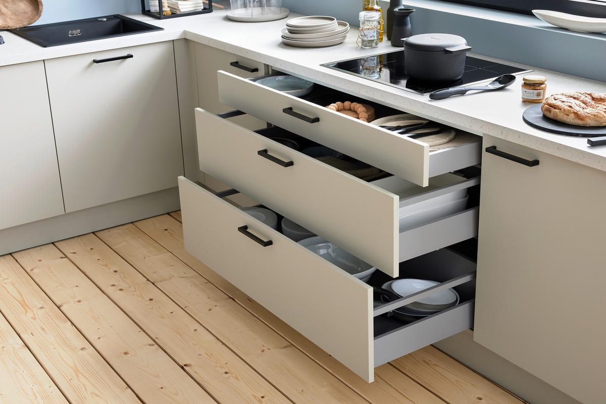 EINBAUKÜCHE   - Grau, Design, Holzwerkstoff - Novel