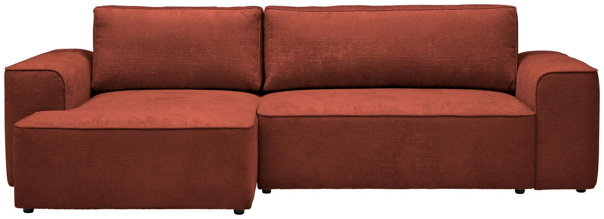 ECKSOFA in Plüsch Rostfarben  - Rostfarben/Blaugrau, Design, Kunststoff/Textil (152/288cm) - Xora