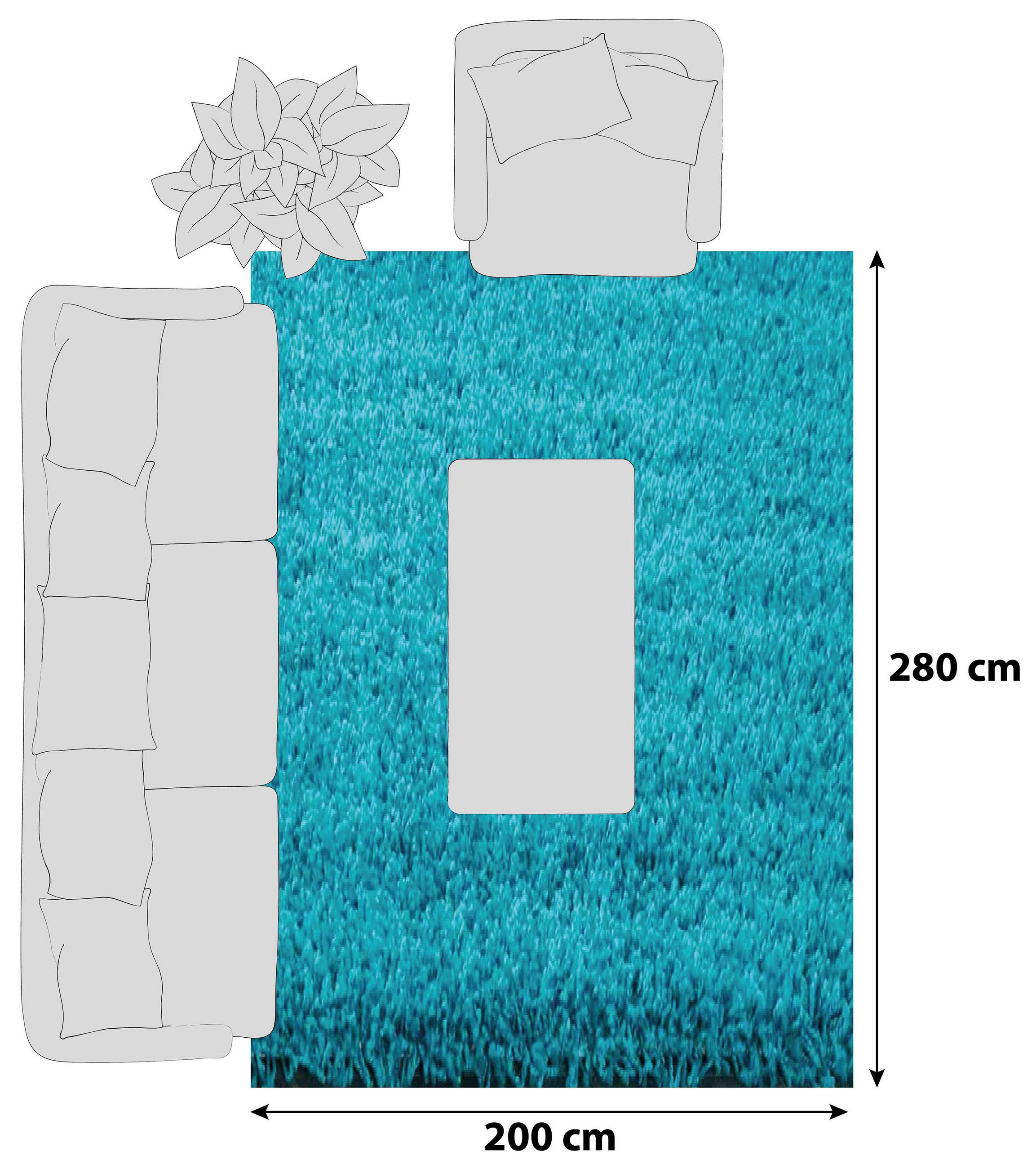 HOCHFLORTEPPICH 200/280 cm Türkis  - Türkis, MODERN, Textil (200/280cm)