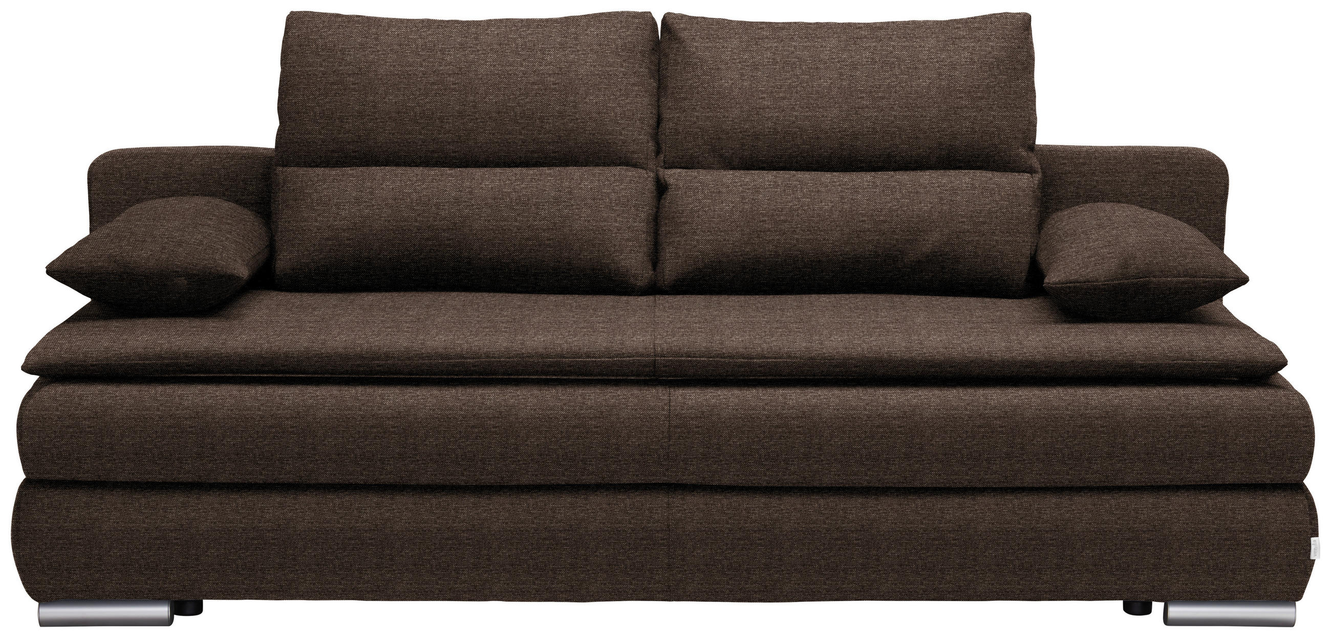 SCHLAFSOFA  mit Stoffauswahl, Schlafen auf Sitzhöhe, Rücken echt Webstoff Braun, Silberfarben  - Silberfarben/Braun, KONVENTIONELL, Kunststoff/Textil (207/94/90cm) - Livetastic