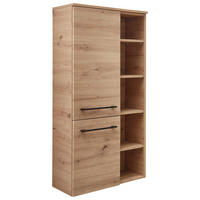 MIDISCHRANK 50,2/121,6/33 cm  - Schwarz/Eiche Artisan, KONVENTIONELL, Glas/Holzwerkstoff (50,2/121,6/33cm) - Sadena