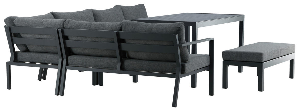 DINING-LOUNGESET  - Schwarz/Grau, KONVENTIONELL, Textil/Metall (294/210cm) - Gardenson