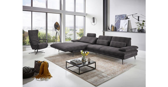 ECKSOFA in Chenille Anthrazit 180/310 cm - Anthrazit/Schwarz, Design, Textil/Metall (180/310cm) - Dieter Knoll