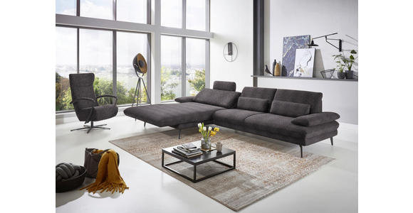 ECKSOFA in Chenille Anthrazit  - Anthrazit/Schwarz, Design, Textil/Metall (180/310cm) - Dieter Knoll