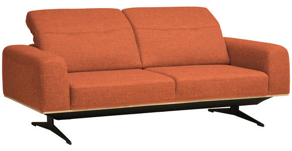 3-SITZER-SOFA Struktur Orange  - Schwarz/Orange, Design, Textil/Metall (205/76-97/102cm) - Novel