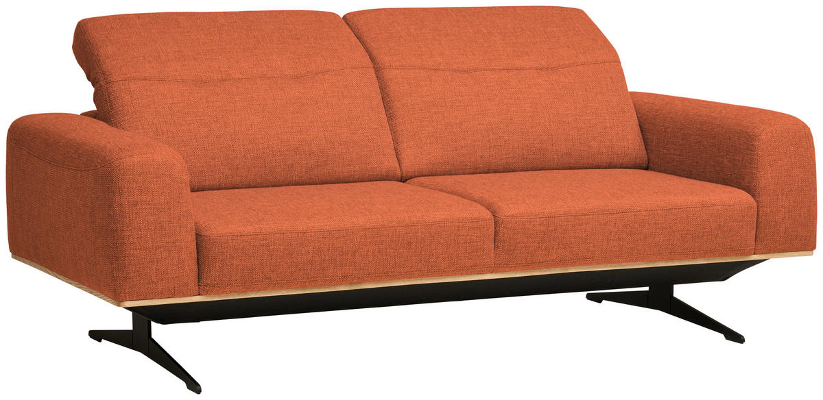 3-SITZER-SOFA in Struktur Orange  - Schwarz/Orange, Design, Textil/Metall (205/76-97/102cm) - Novel