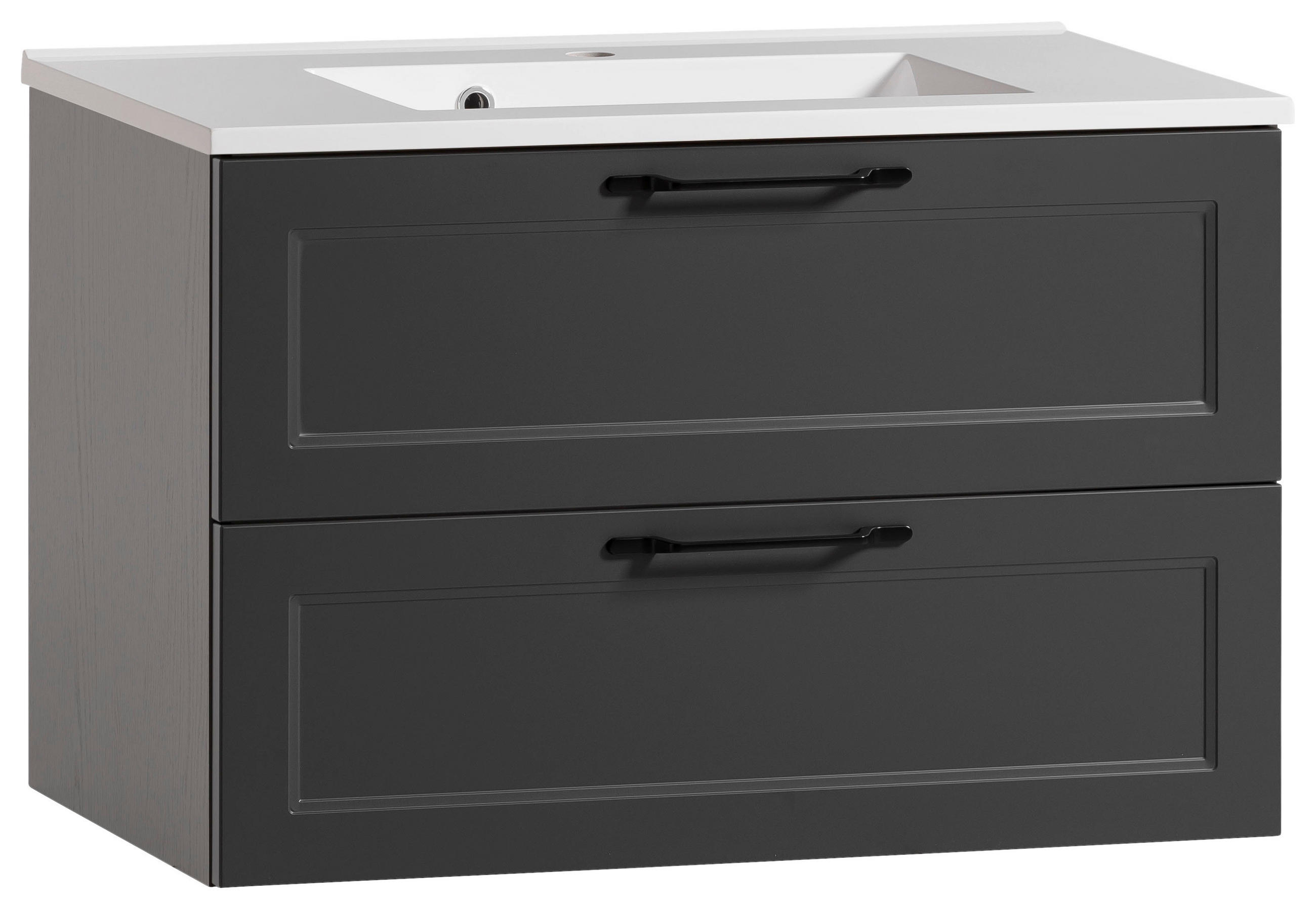 WASCHTISCHKOMBI 80 cm - Schwarz/Graphitfarben, KONVENTIONELL, Holzwerkstoff/Stein (80cm) - Xora