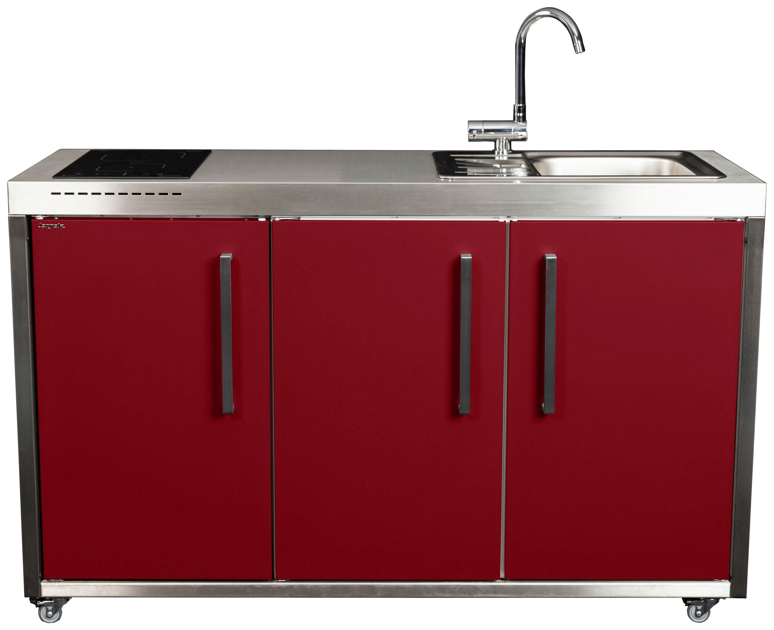 OUTDOORKÜCHE  - Edelstahlfarben/Bordeaux, Basics, Metall (157/98/62cm)