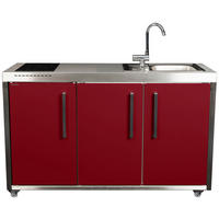 OUTDOORKÜCHE  - Edelstahlfarben/Bordeaux, Basics, Metall (157/98/62cm)