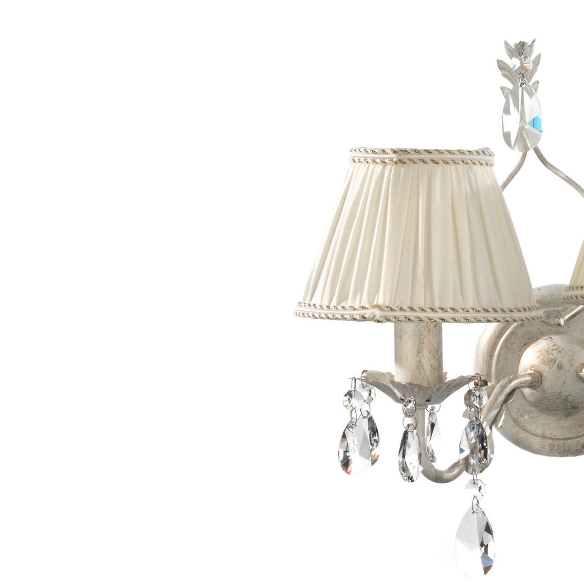 WANDLEUCHTE 30/34 cm   - Weiß, Natur, Glas/Textil (30/34cm)