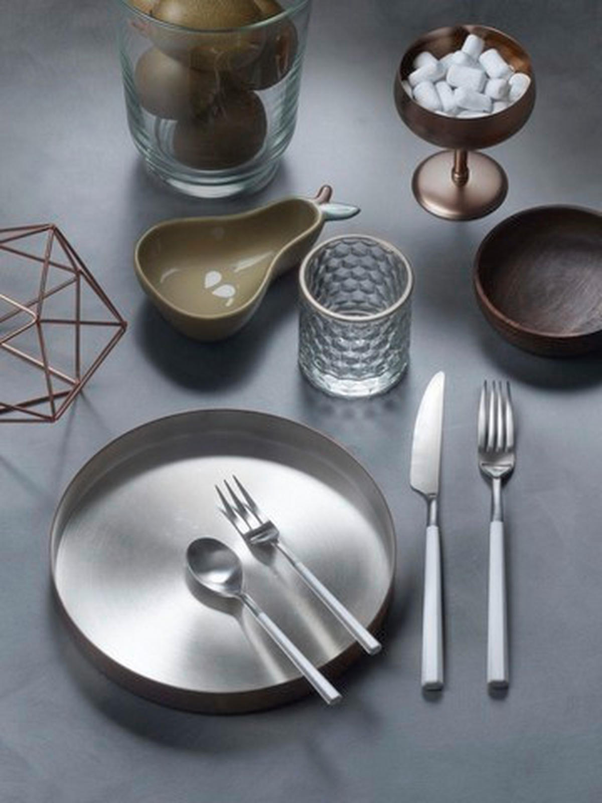 BESTECKSET HIVE 16-teilig Stahl  - Edelstahlfarben/Weiß, Basics, Kunststoff/Metall (25,5/7cm) - Pintinox